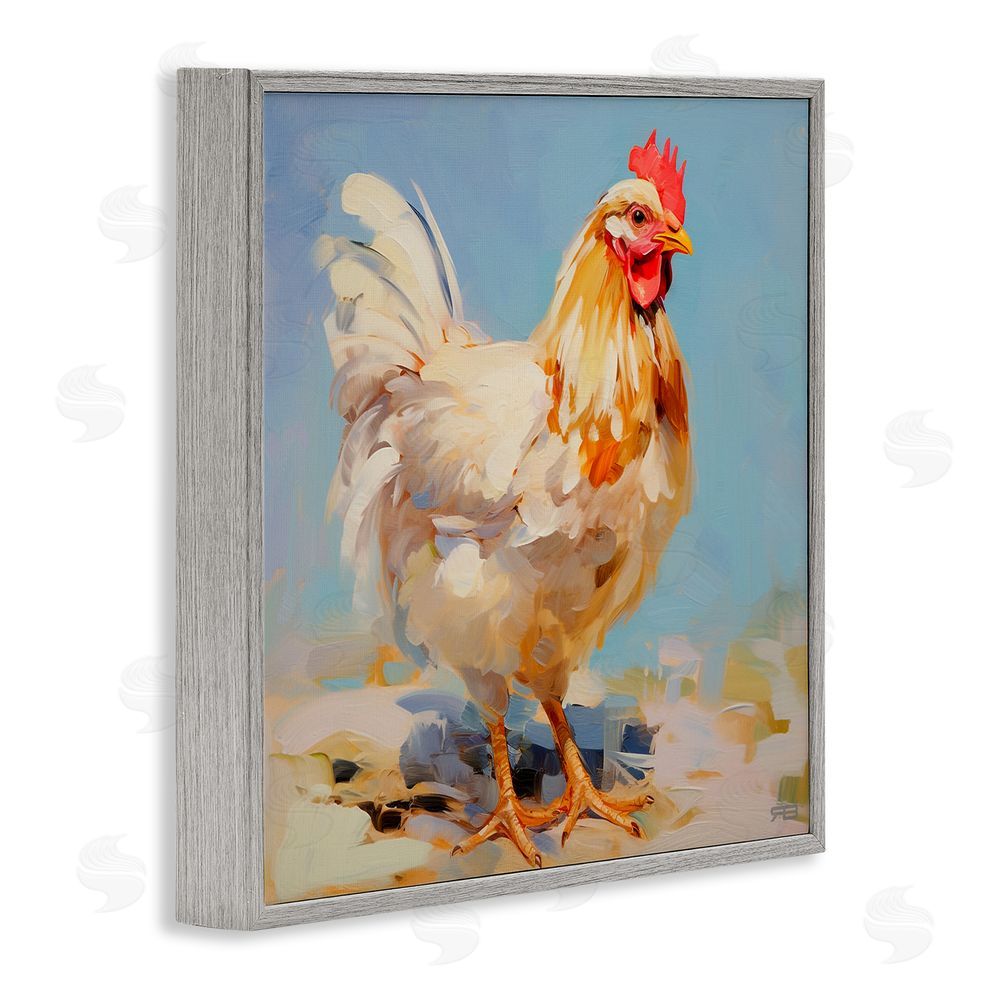 RB Abstract Hen Portrait Gray Framed Glicee Wall Art Print