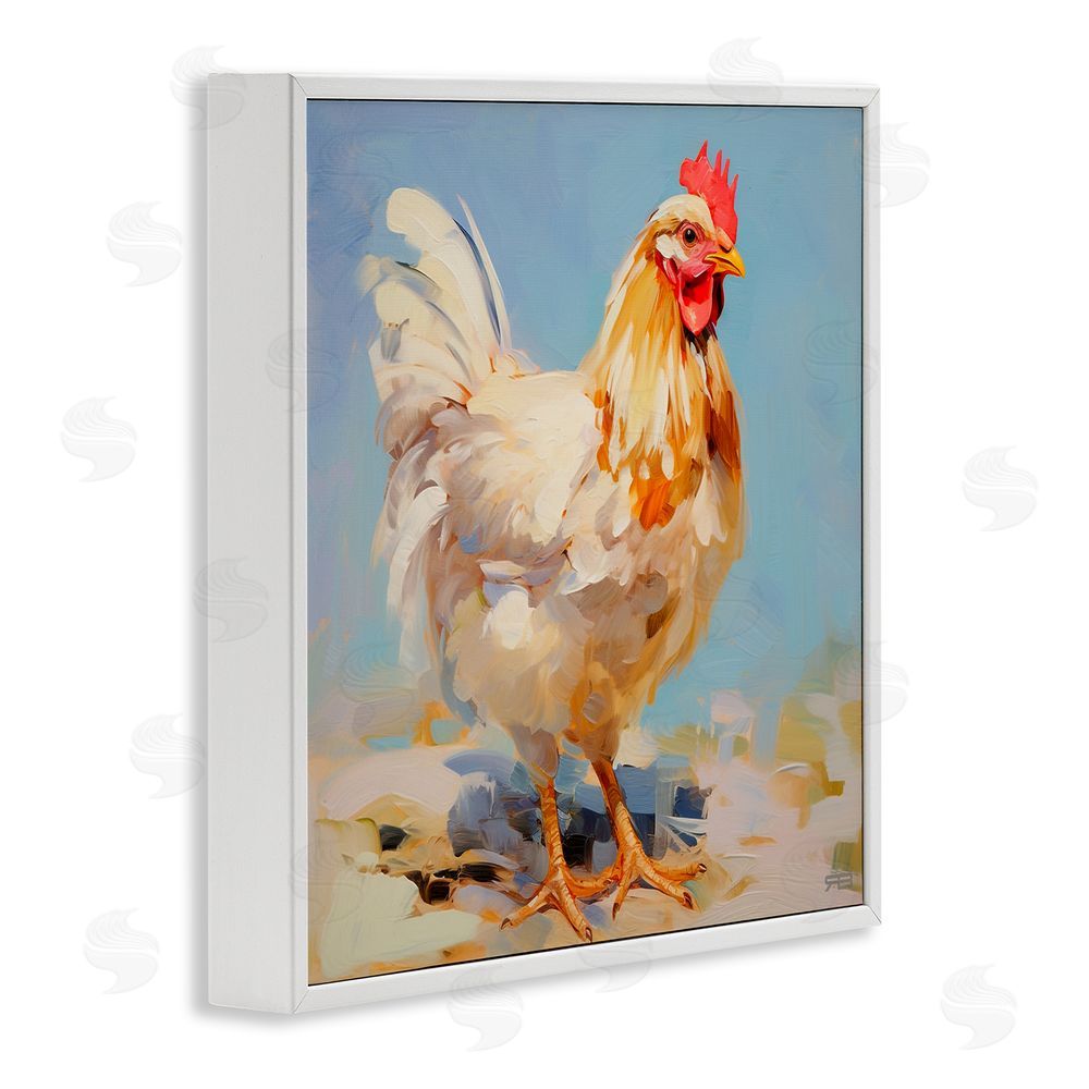 RB Abstract Hen Portrait White Framed Glicee Wall Art Print