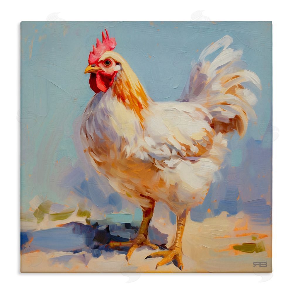 RB Modern Farmhouse Hen Stretched Canvas Wall Art Print