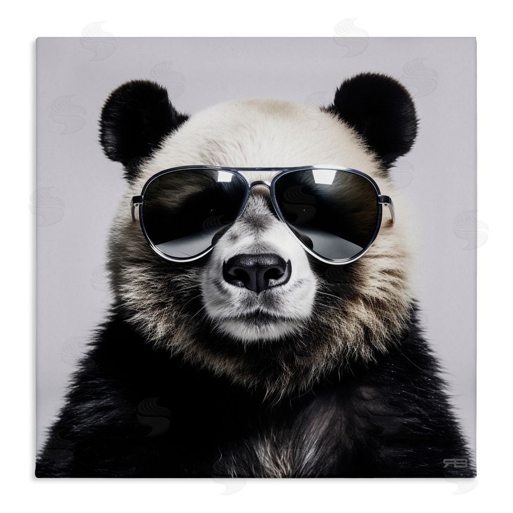 RB Trendy Panda in Glasses Stretched Canvas Wall Art Print