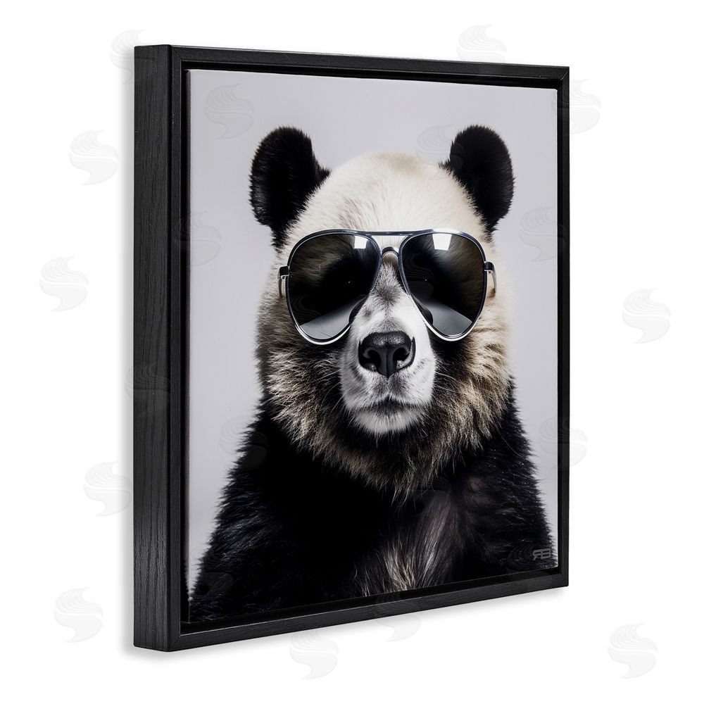 RB Trendy Panda in Glasses Black Floating Frame Canvas Wall Art Print