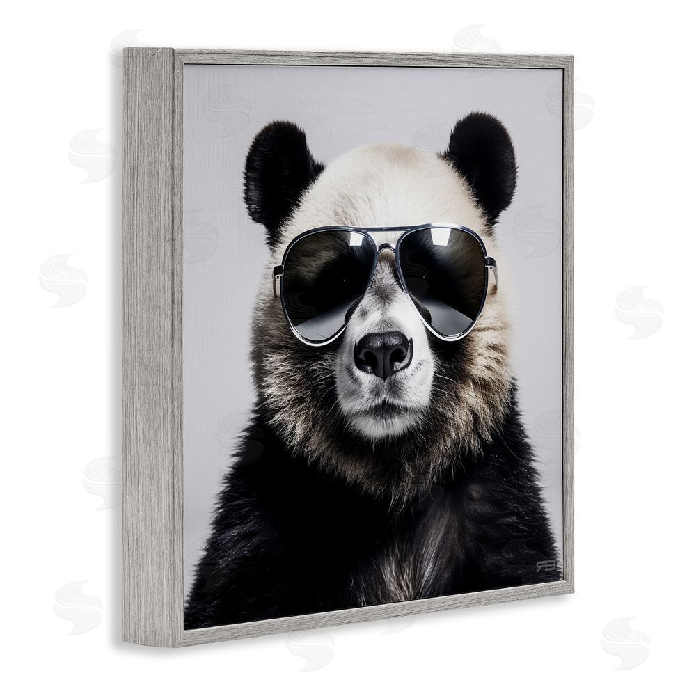 RB Trendy Panda in Glasses Gray Framed Glicee Wall Art Print
