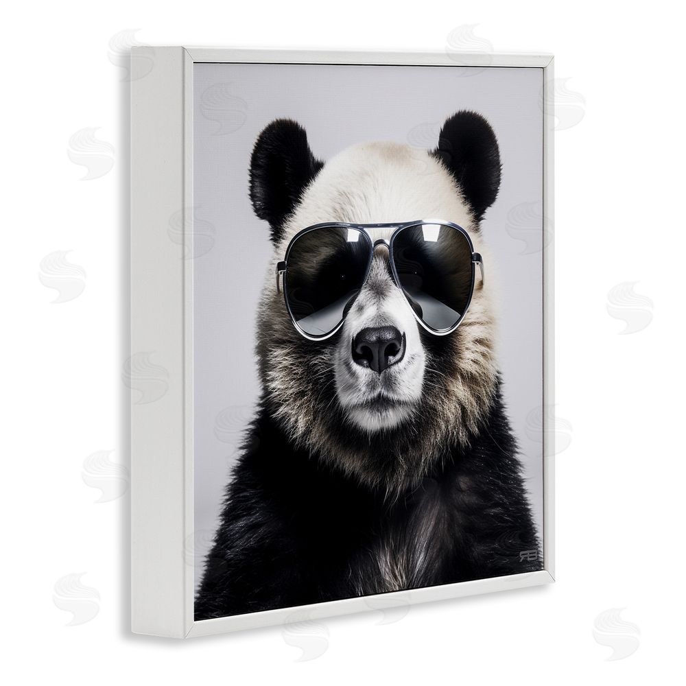 RB Trendy Panda in Glasses White Framed Glicee Wall Art Print