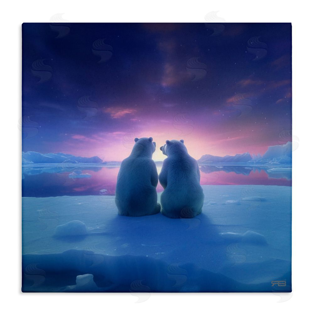 RB Polar Bears at Sunset Stretched Canvas Wall Art Print