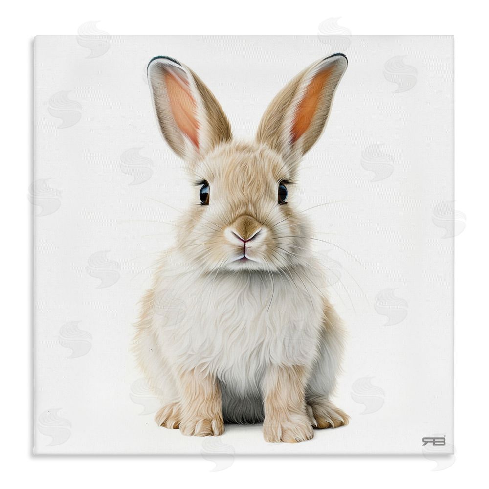 RB Minimal Bunny on White Stretched Canvas Wall Art Print