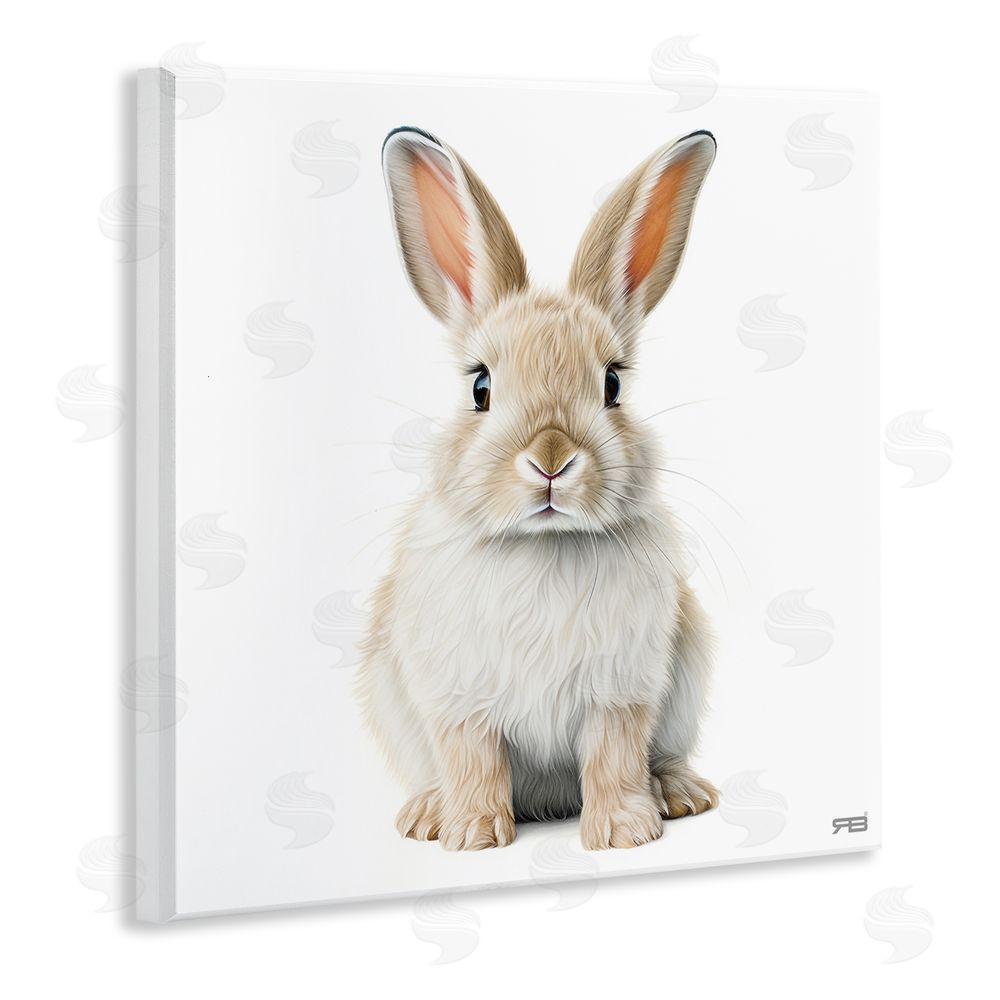 RB Minimal Bunny on White Wooden Wall Plaque Art Print