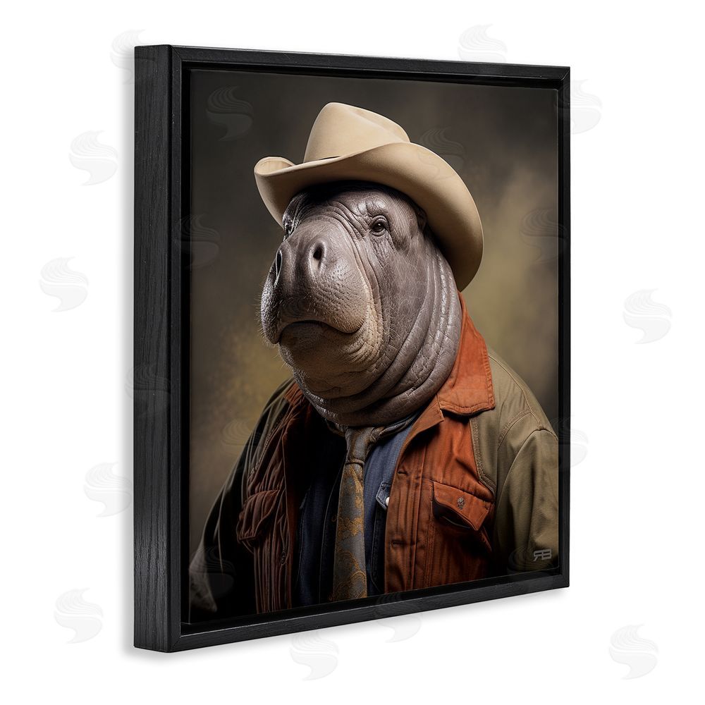 RB Southern Sheriff Manatee Black Floating Frame Canvas Wall Art Print