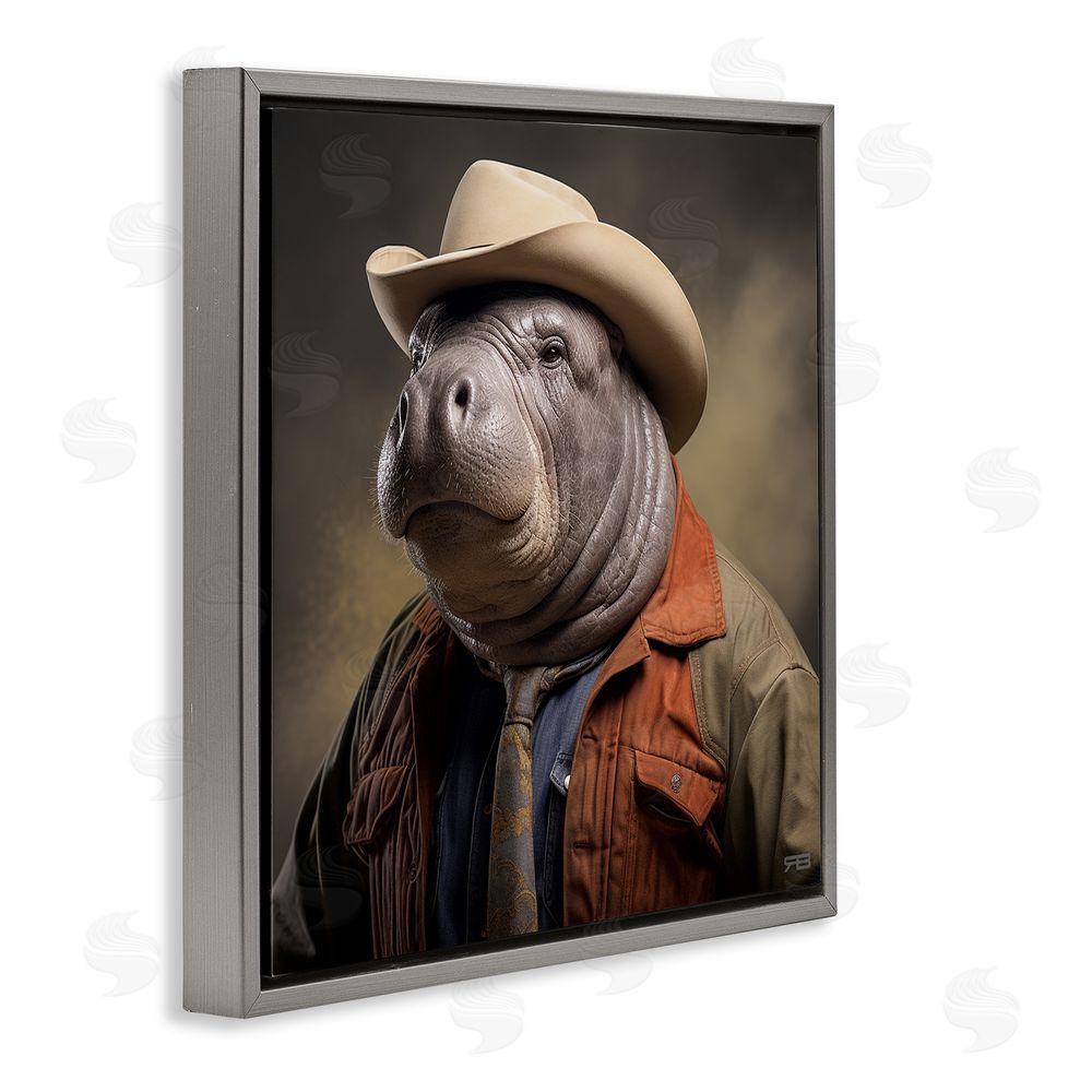 RB Southern Sheriff Manatee Gray Floating Frame Canvas Wall Art Print