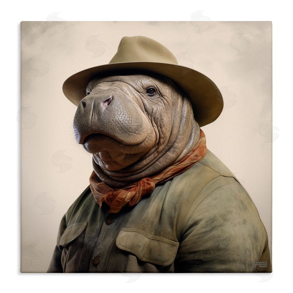 RB Southwestern Rodeo Manatee Stretched Canvas Wall Art Print