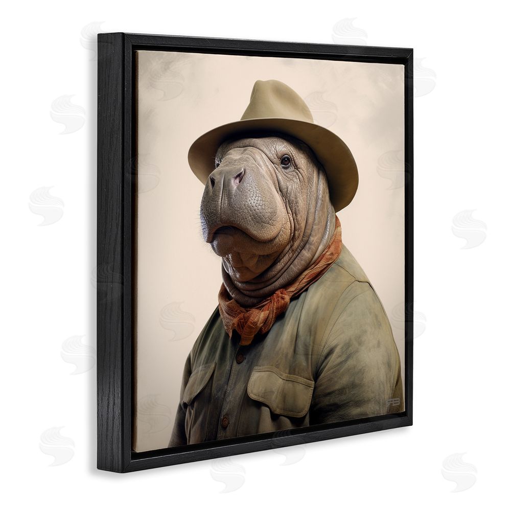 RB Southwestern Rodeo Manatee Black Floating Frame Canvas Wall Art Print