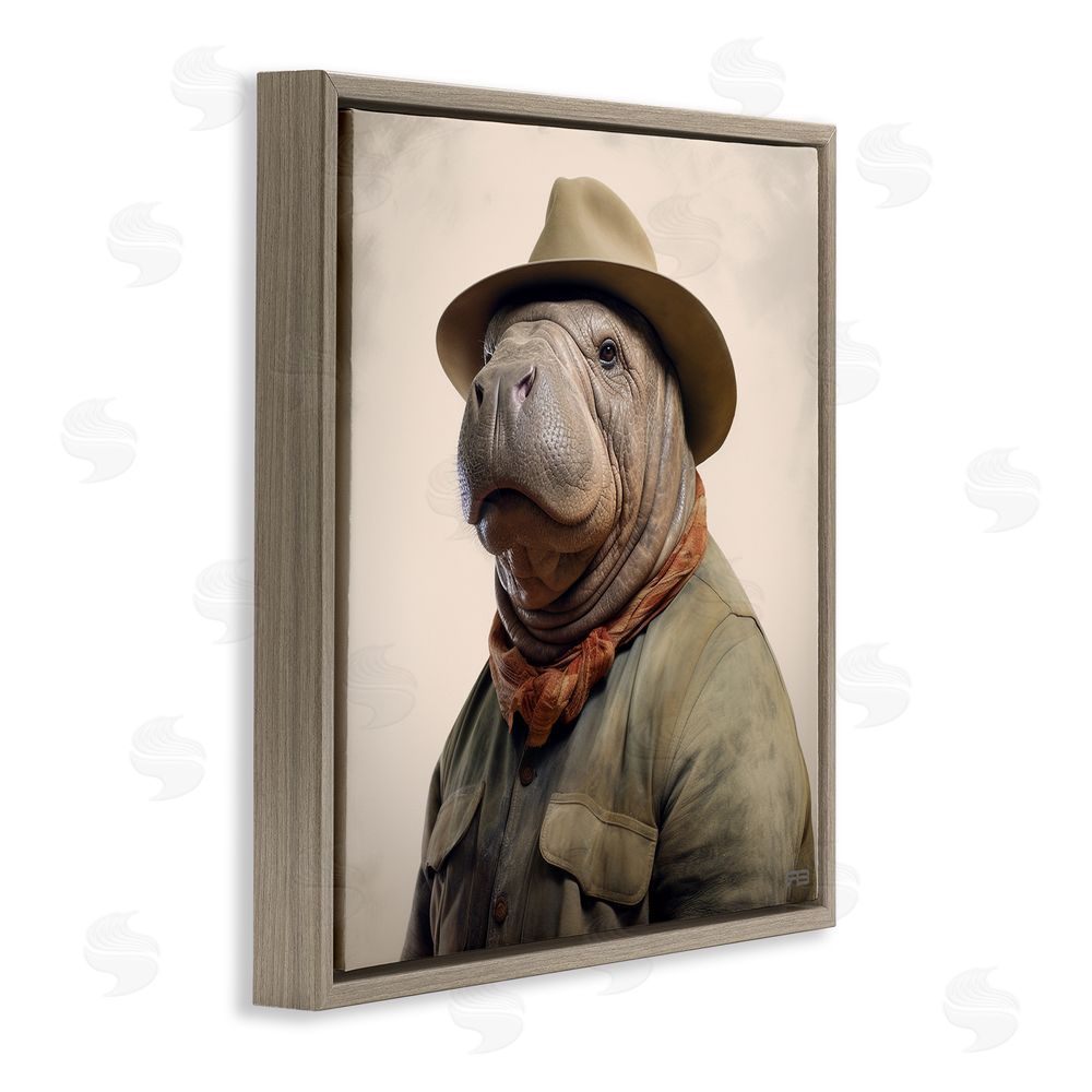 RB Southwestern Rodeo Manatee Brown Floating Frame Canvas Wall Art Print
