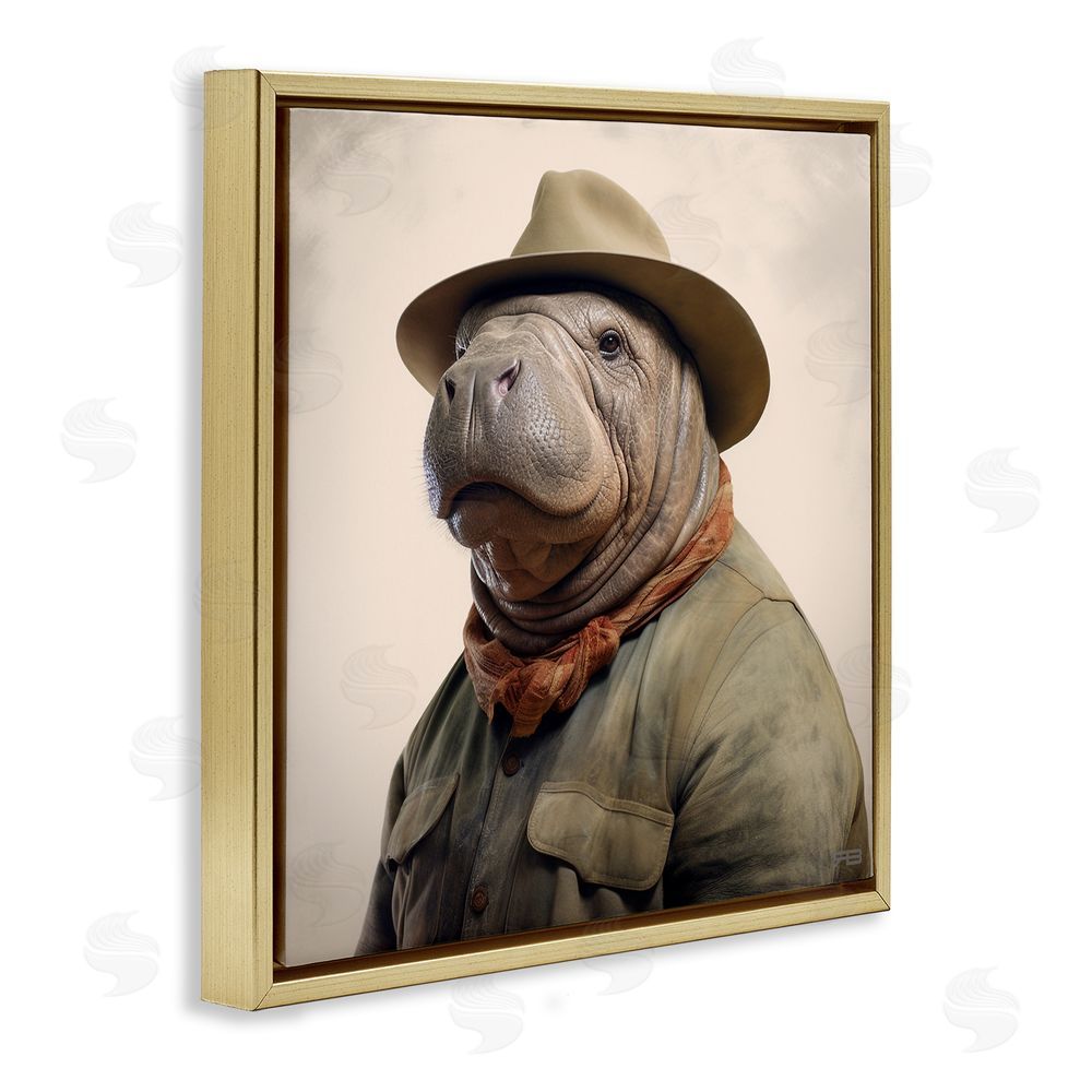 RB Southwestern Rodeo Manatee Gold Floating Frame Canvas Wall Art Print