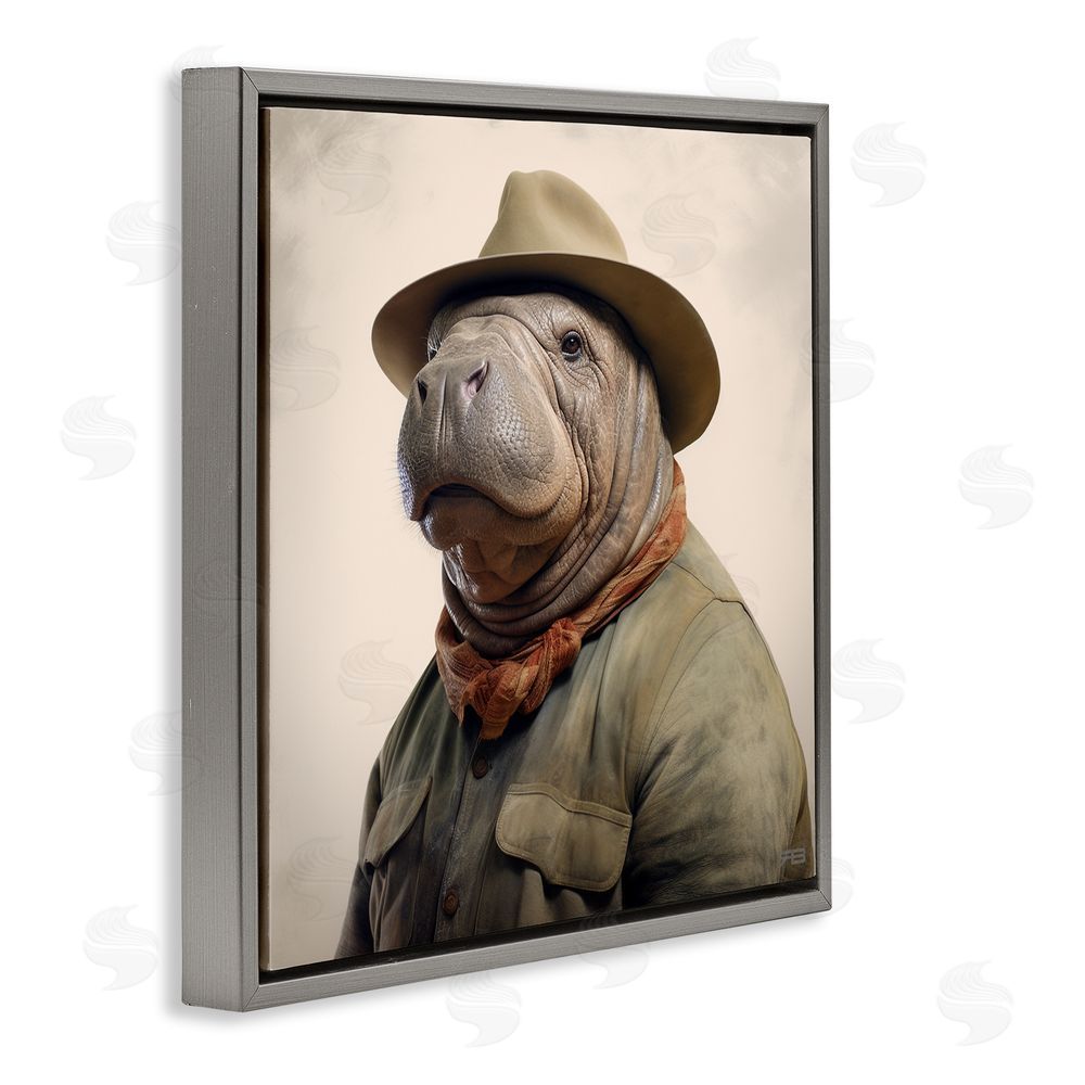 RB Southwestern Rodeo Manatee Gray Floating Frame Canvas Wall Art Print