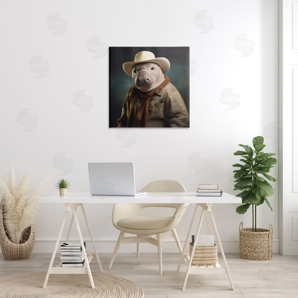 RB Southern Cowboy Manatee Canvas Wall Art in Room