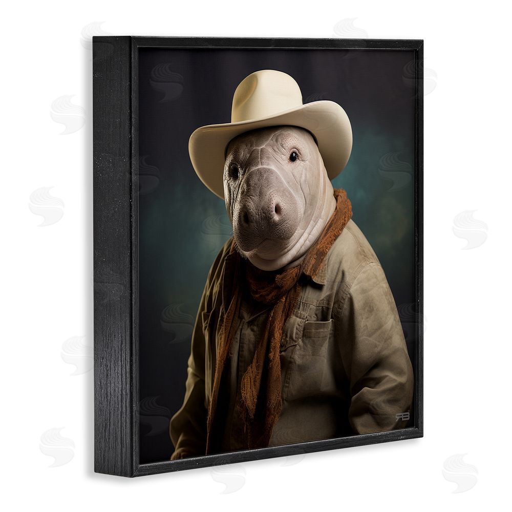 RB Southern Cowboy Manatee Black Framed Glicee Wall Art Print