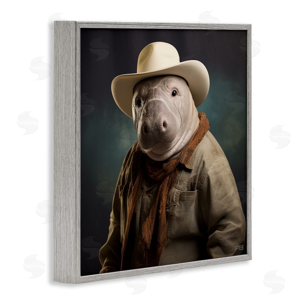 RB Southern Cowboy Manatee Gray Framed Glicee Wall Art Print