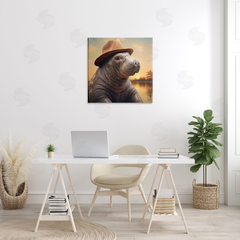 RB Tropical Manatee at Sunset Canvas Wall Art in Room