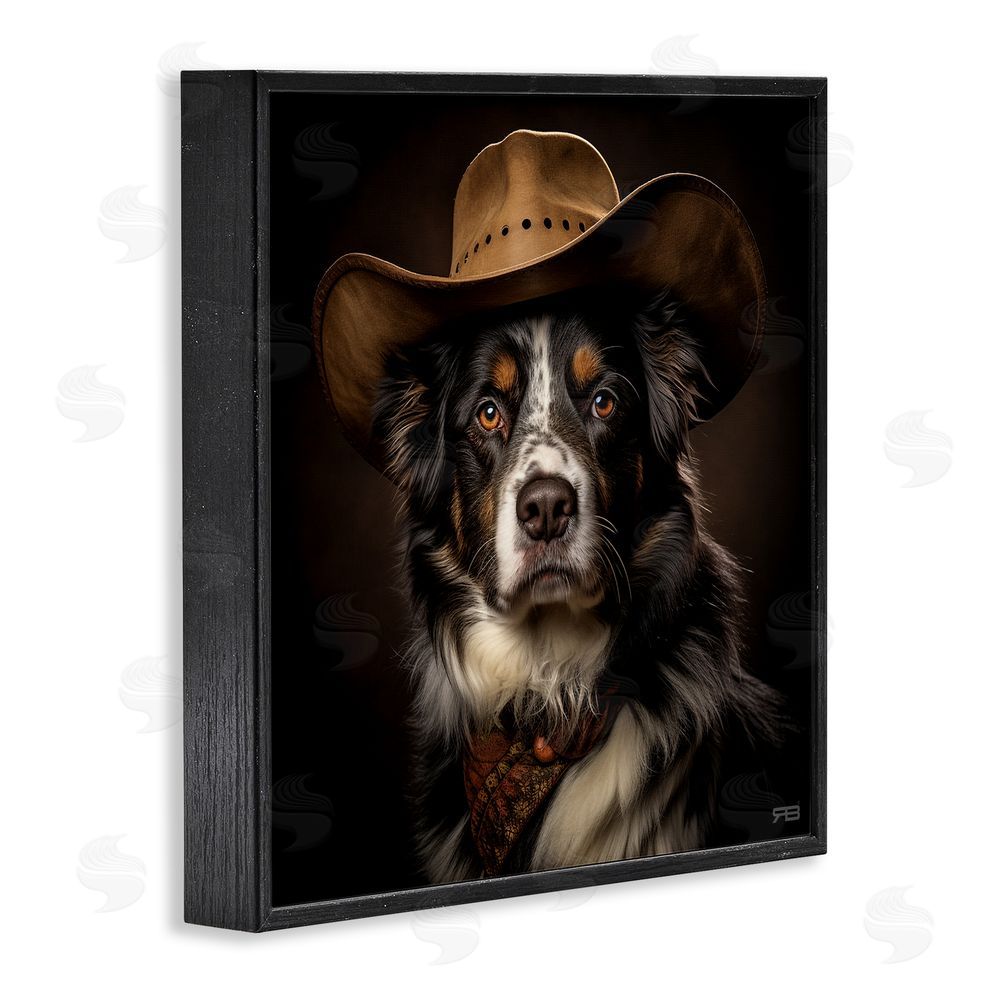 RB Cowboy Sheriff Dog Black Framed Glicee Wall Art Print