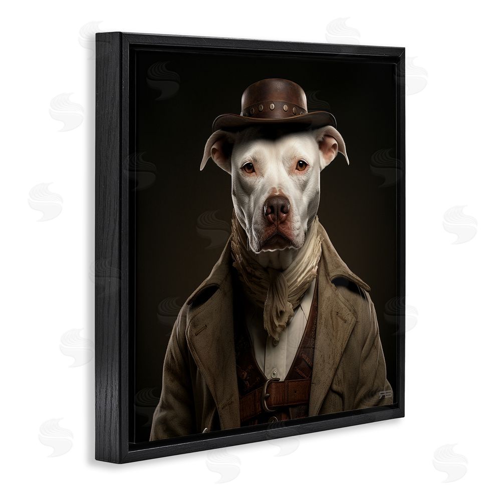 RB Vintage Fashion Pit Bull Black Floating Frame Canvas Wall Art Print