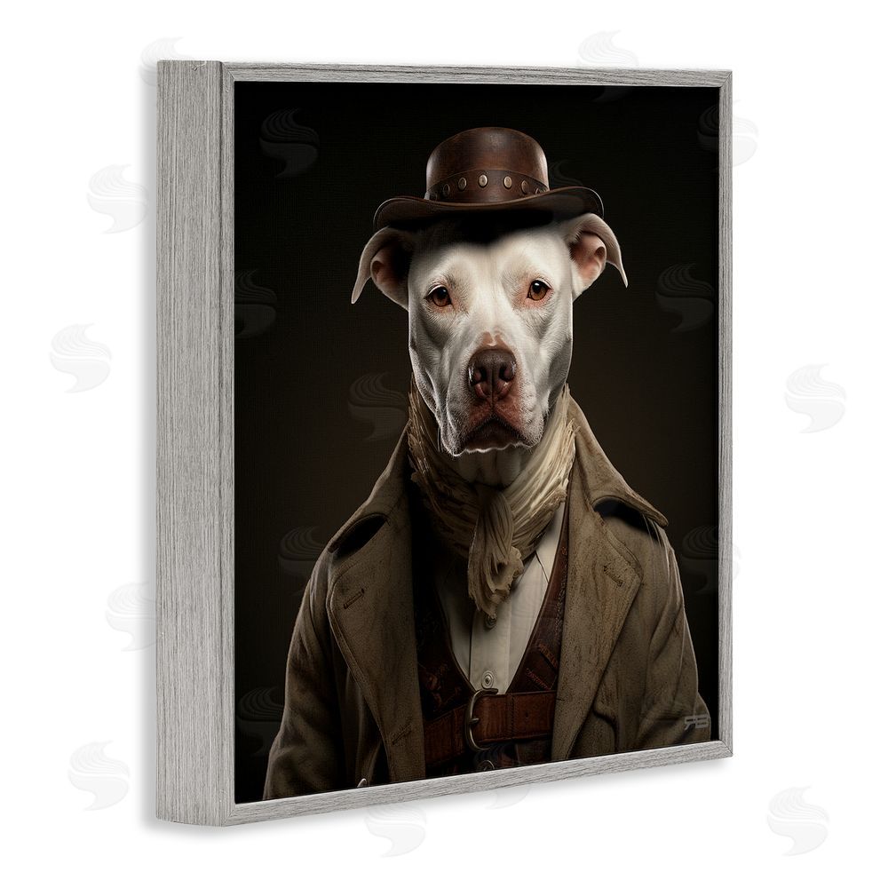 RB Vintage Fashion Pit Bull Gray Framed Glicee Wall Art Print