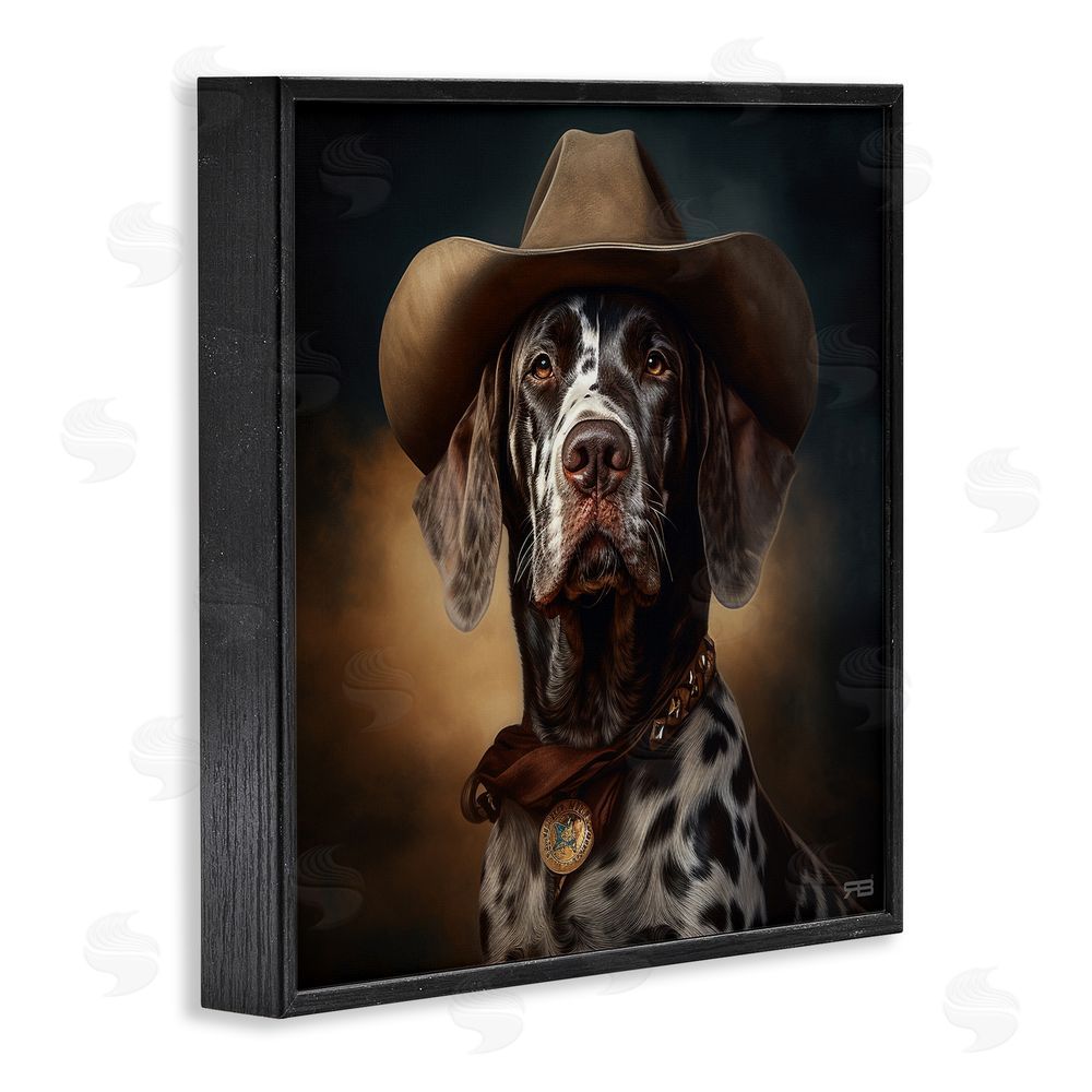 RB Cowboy Dalmatian Portrait Black Framed Glicee Wall Art Print
