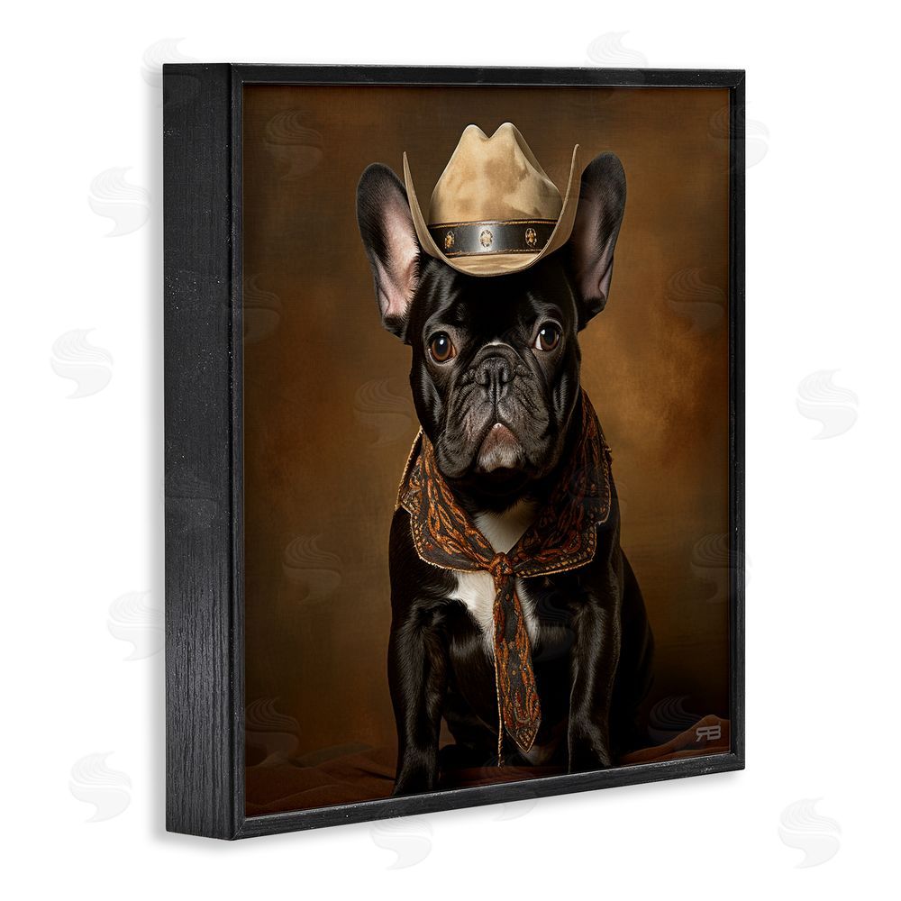 RB French Bulldog Portrait Black Framed Glicee Wall Art Print