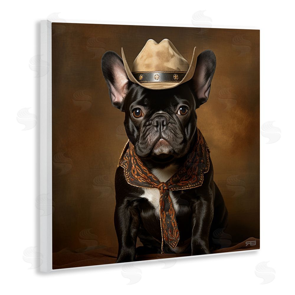 RB French Bulldog Portrait Wooden Wall Plaque Art Print