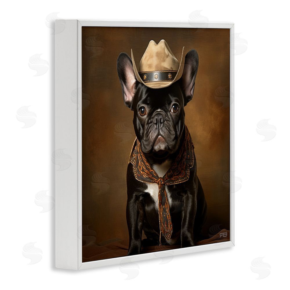 RB French Bulldog Portrait White Framed Glicee Wall Art Print