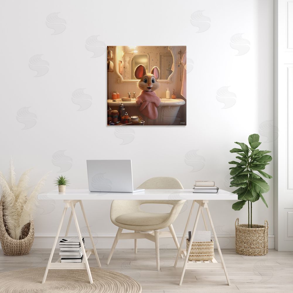 RB Mouse in Relaxing Bath Canvas Wall Art in Room