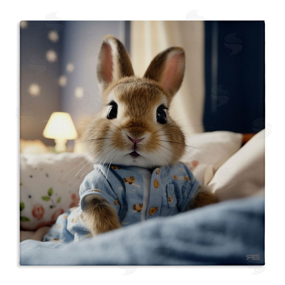 RB Bunny in Pajamas Stretched Canvas Wall Art Print