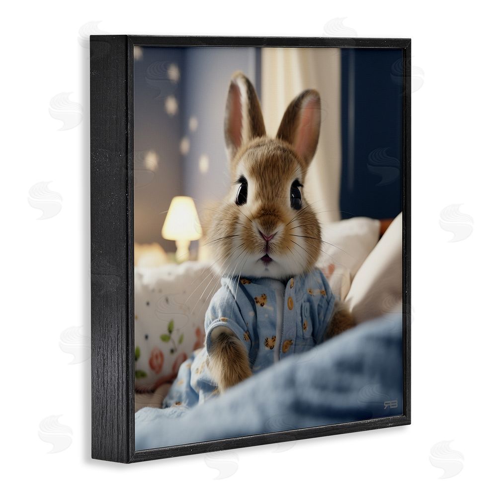 RB Bunny in Pajamas Black Framed Glicee Wall Art Print
