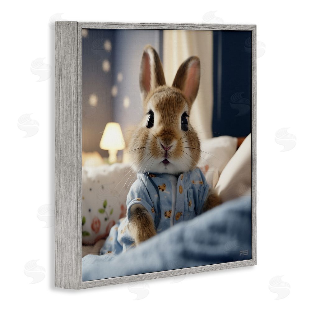 RB Bunny in Pajamas Gray Framed Glicee Wall Art Print