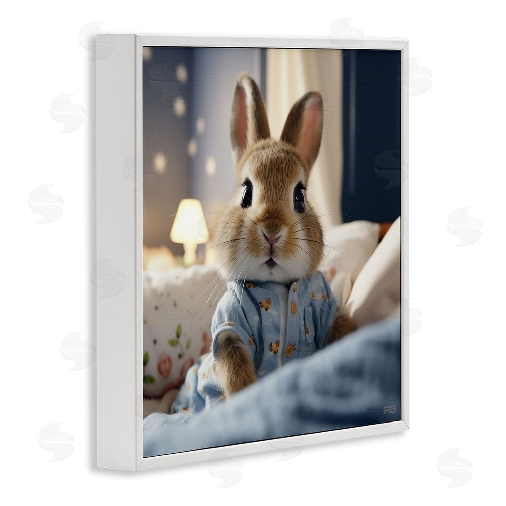 RB Bunny in Pajamas White Framed Glicee Wall Art Print