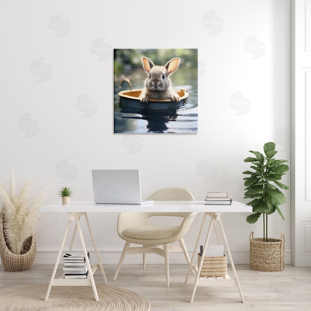 RB Bunny in Garden Pond Canvas Wall Art in Room