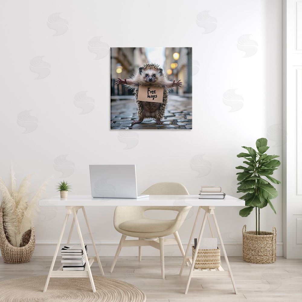 RB Free Hugs Hedgehog Canvas Wall Art in Room
