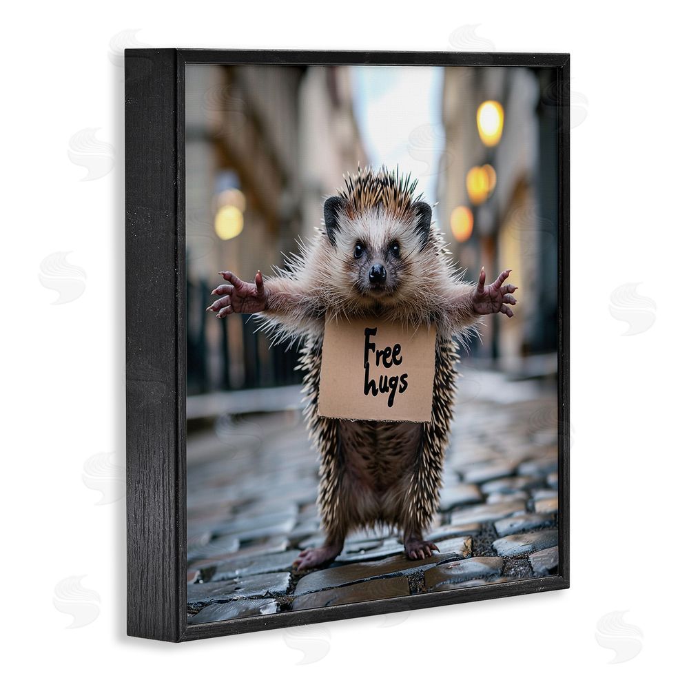 RB Free Hugs Hedgehog Black Framed Glicee Wall Art Print