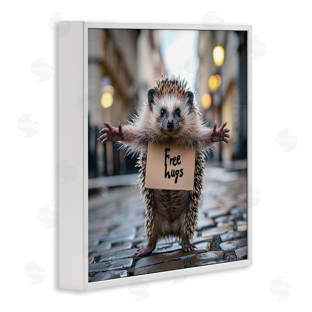 RB Free Hugs Hedgehog White Framed Glicee Wall Art Print