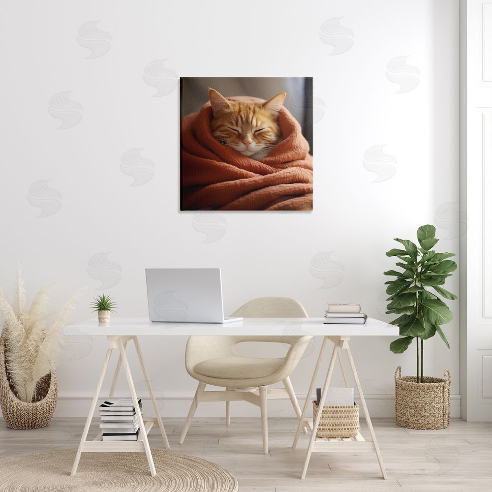 RB Cuddling Sleepy Cat Canvas Wall Art in Room