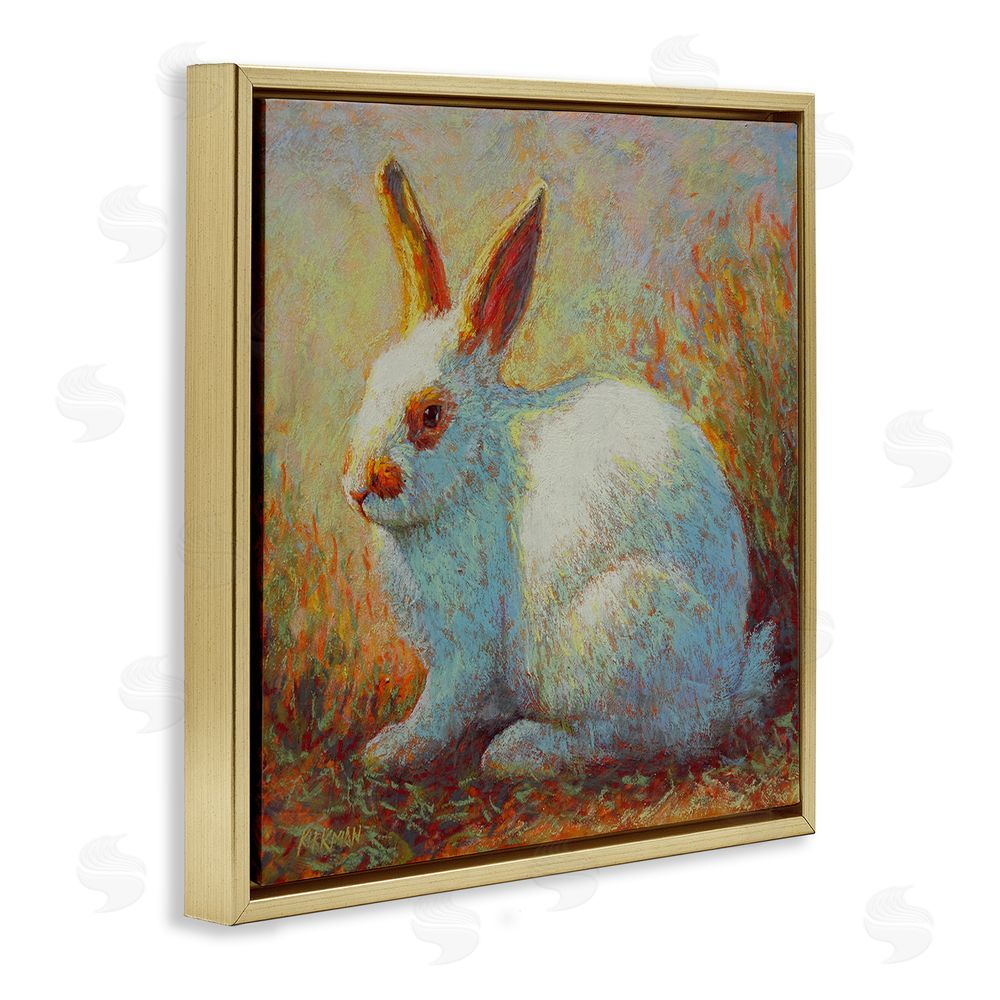 Rita Kirkman Traditional Bunny in Nature Gold Floating Frame Canvas Wall Art Print