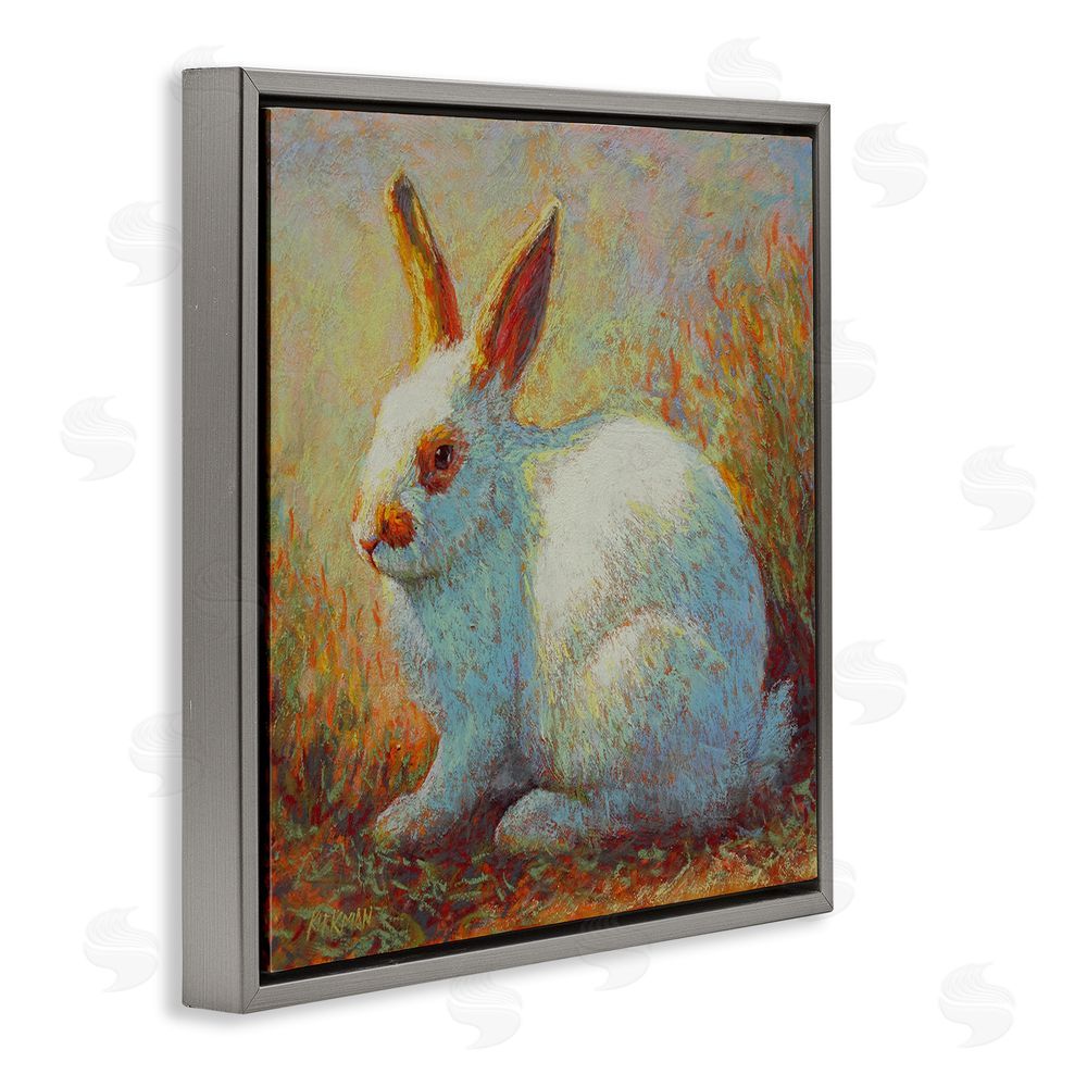 Rita Kirkman Traditional Bunny in Nature Gray Floating Frame Canvas Wall Art Print