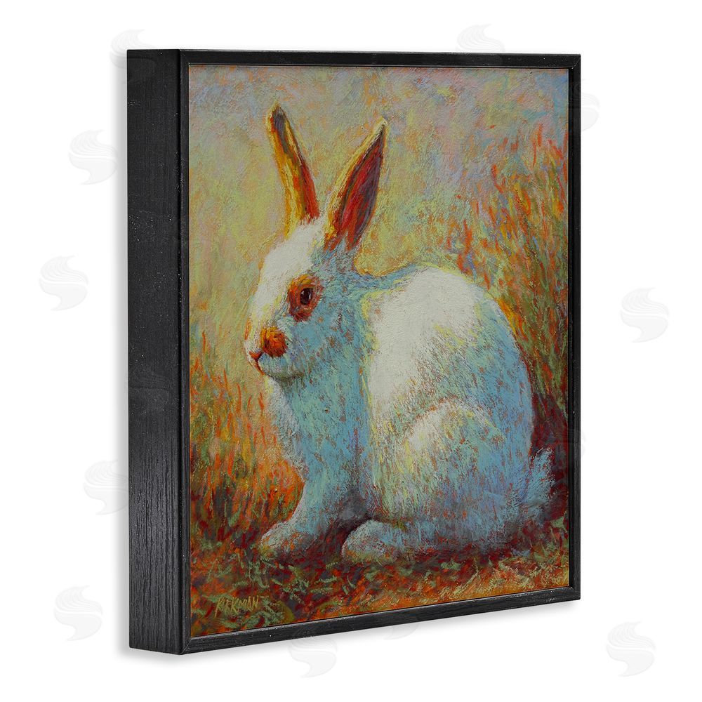 Rita Kirkman Traditional Bunny in Nature Black Framed Glicee Wall Art Print