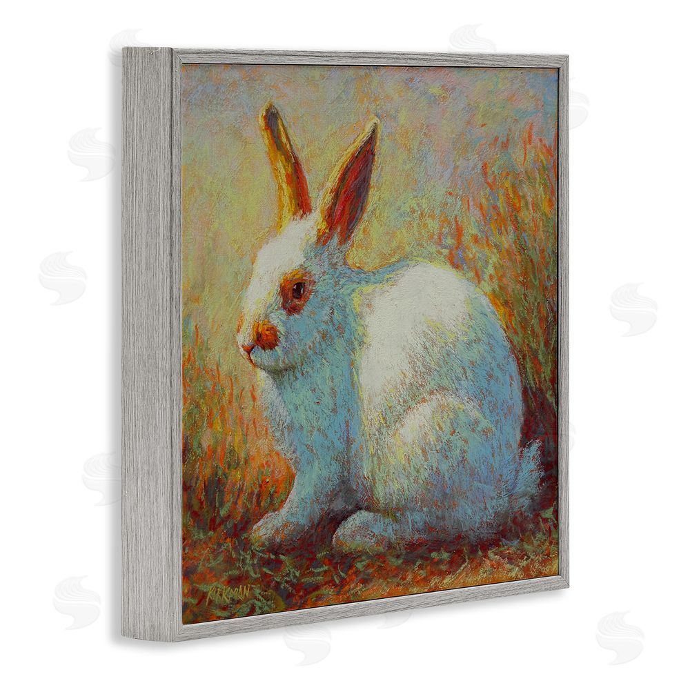 Rita Kirkman Traditional Bunny in Nature Gray Framed Glicee Wall Art Print