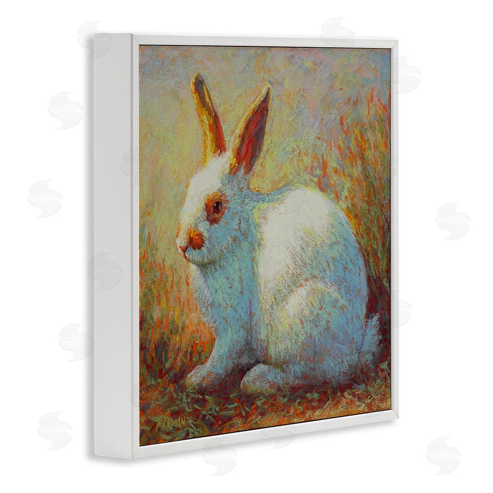 Rita Kirkman Traditional Bunny in Nature White Framed Glicee Wall Art Print
