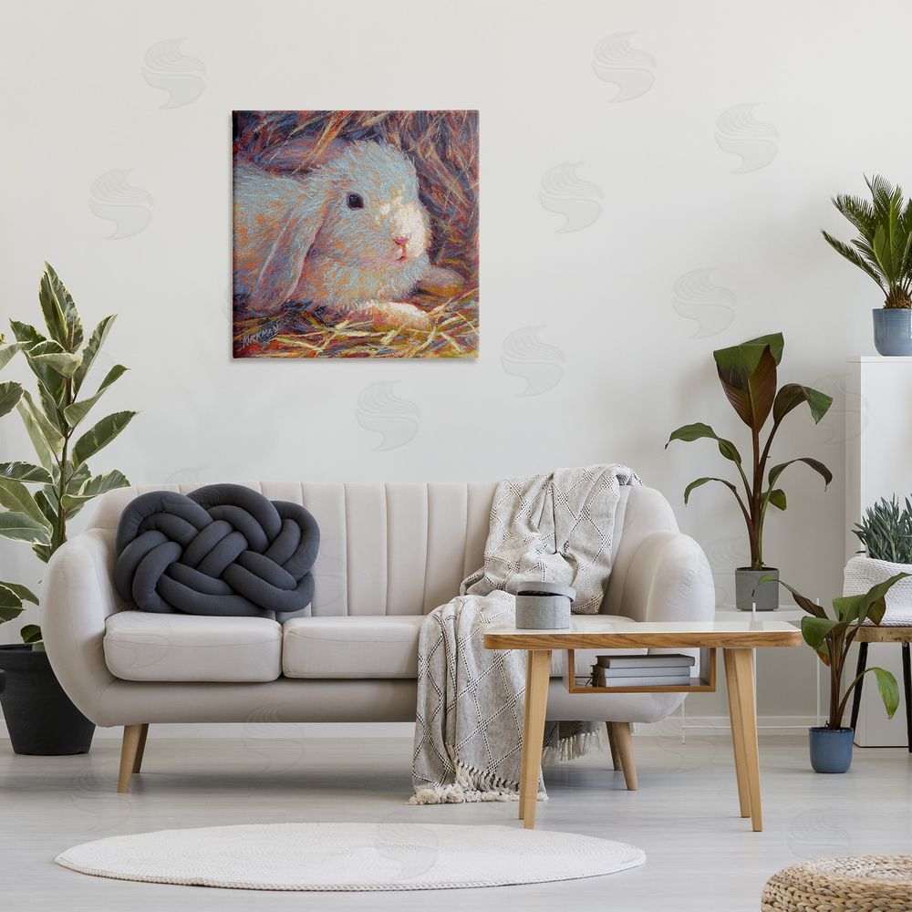 Rita Kirkman Impressionist Rabbit Painting Canvas Wall Art in Room
