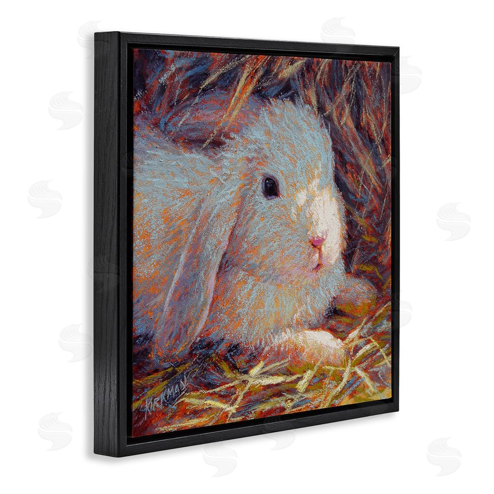 Rita Kirkman Impressionist Rabbit Painting Black Floating Frame Canvas Wall Art Print