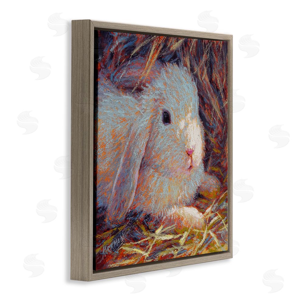 Rita Kirkman Impressionist Rabbit Painting Brown Floating Frame Canvas Wall Art Print