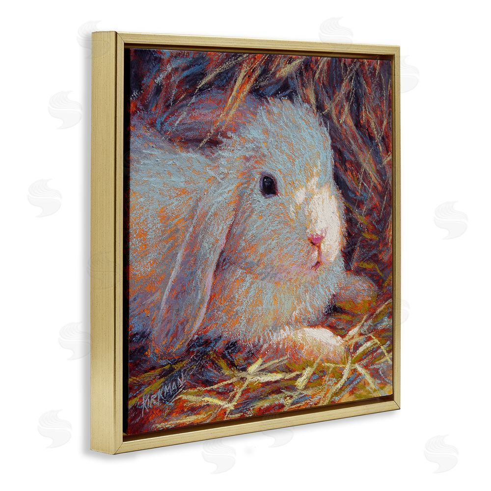 Rita Kirkman Impressionist Rabbit Painting Gold Floating Frame Canvas Wall Art Print
