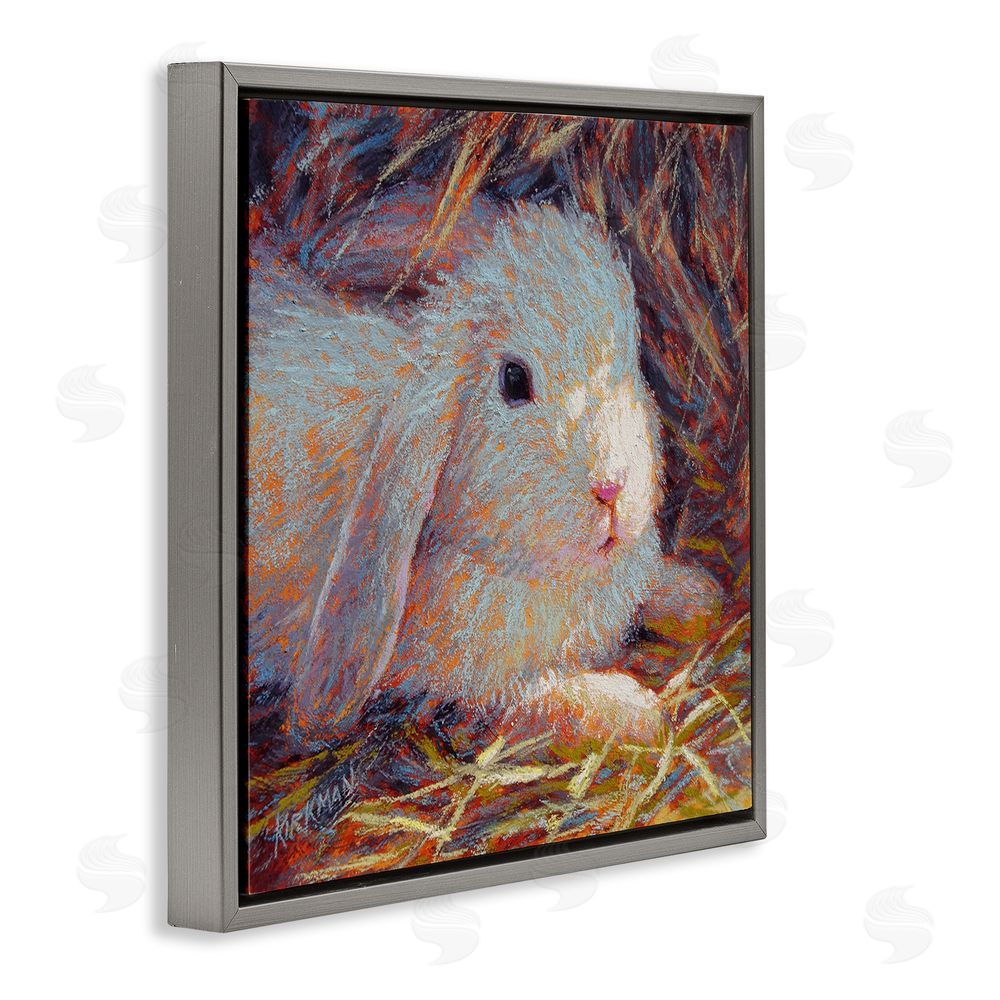 Rita Kirkman Impressionist Rabbit Painting Gray Floating Frame Canvas Wall Art Print