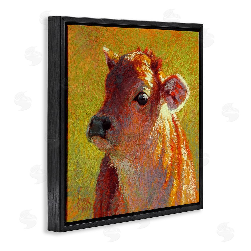 Rita Kirkman Sunlit Calf Painting Black Floating Frame Canvas Wall Art Print