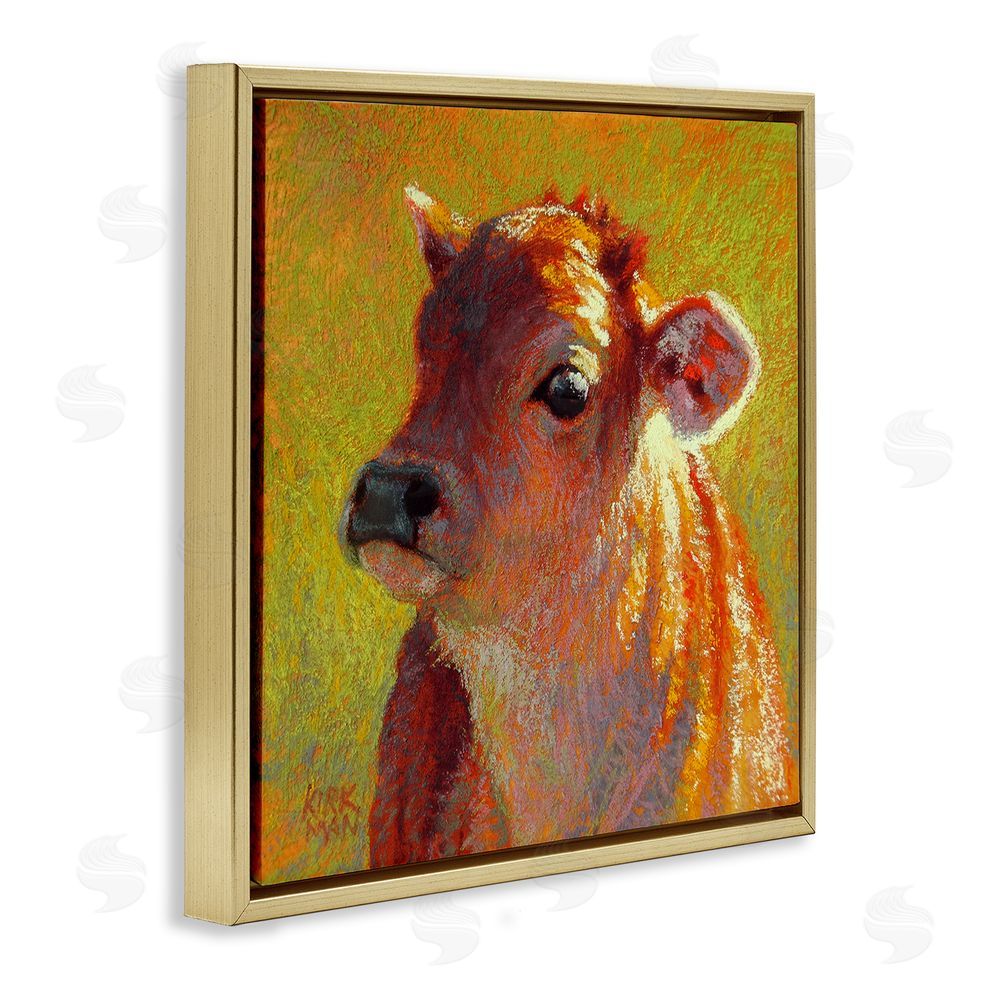 Rita Kirkman Sunlit Calf Painting Gold Floating Frame Canvas Wall Art Print